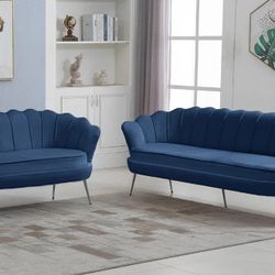 Gardenia Velvet Navy Living Room Set

