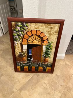 Hand painted art piece framed