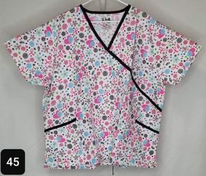 3x Print Scrub Top New 