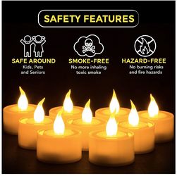 2 sets of Flameless LED Tealight Candles - Battery Operated Tea Lights with Electric Flickering Flame for Romantic Wedding Decorations, Gift, Indoor