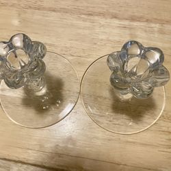Vintage Heisey Crystalite Glass Candle Holders 