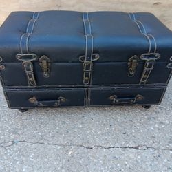 Leather Storage Chest With Drawers 