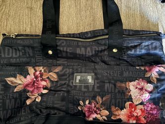 Steve Madden Black Floral Logo Tote Bag