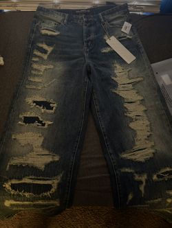 VALABASIS Denim script blue vintage baggy