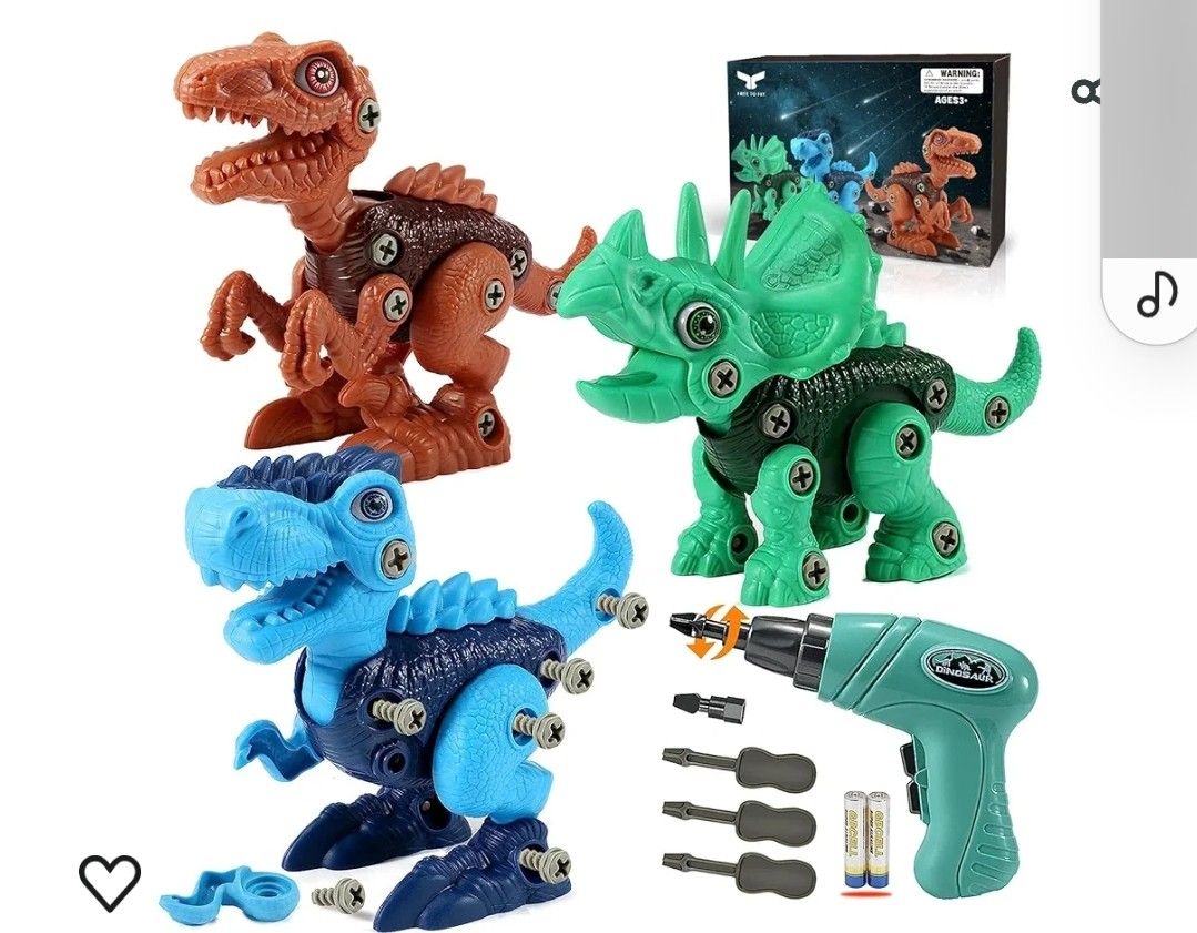 
FREE TO FLY Kids Toys Stem Dinosaur Toy: Take Apart Toys for Kids 3-5 Learning Educational Building Sets with Electric Drill Birthday Gifts for Toddl