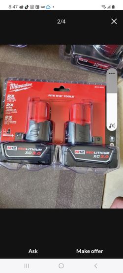 Milwakee  m12.     2 battery  pk 70.00
