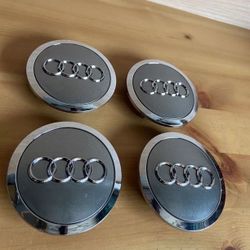 Audi 69mm Grey Chrome Wheel Rim Center Hub Caps Emblem 4PC Set 4B0601170A