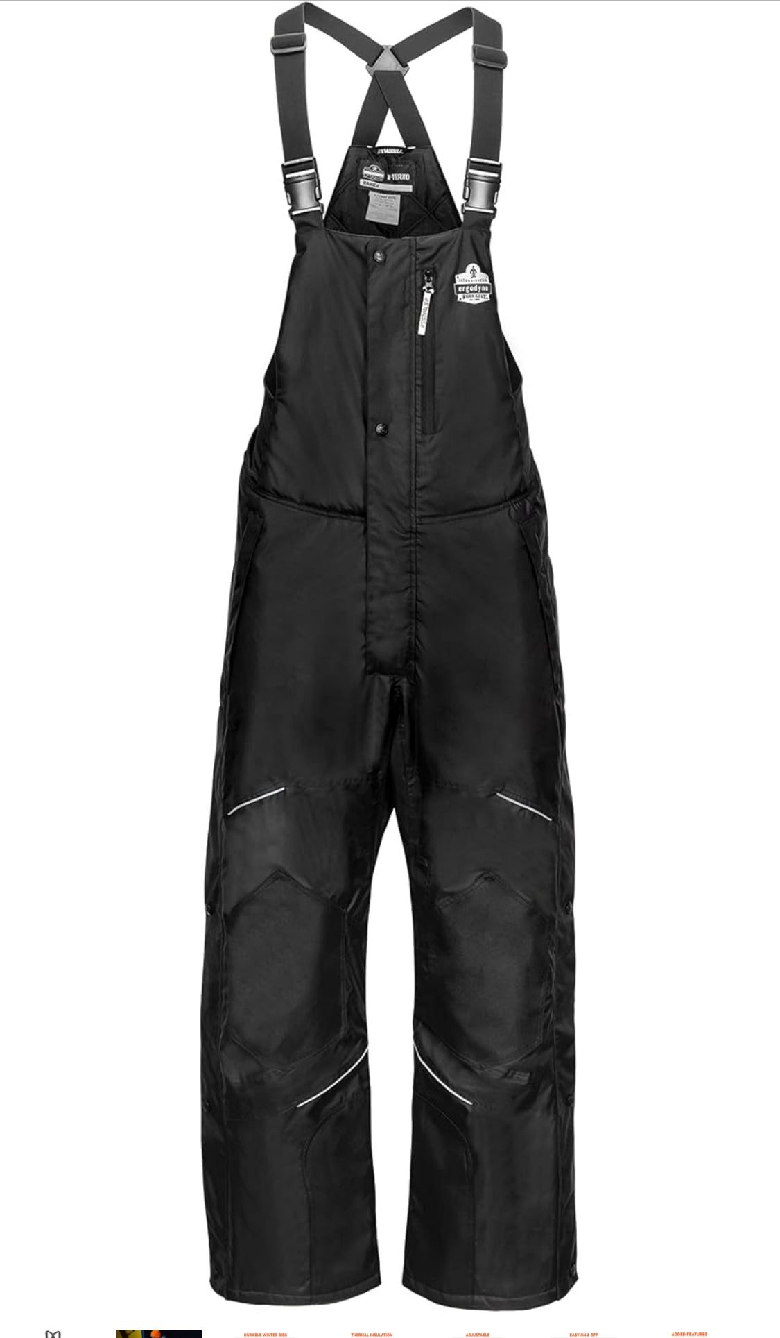 Ergodyne N-Ferno 6472 Winter Insulated Bib Overalls, Workwear Outerwear, Thermal Insulation, Leg Zippers (S)