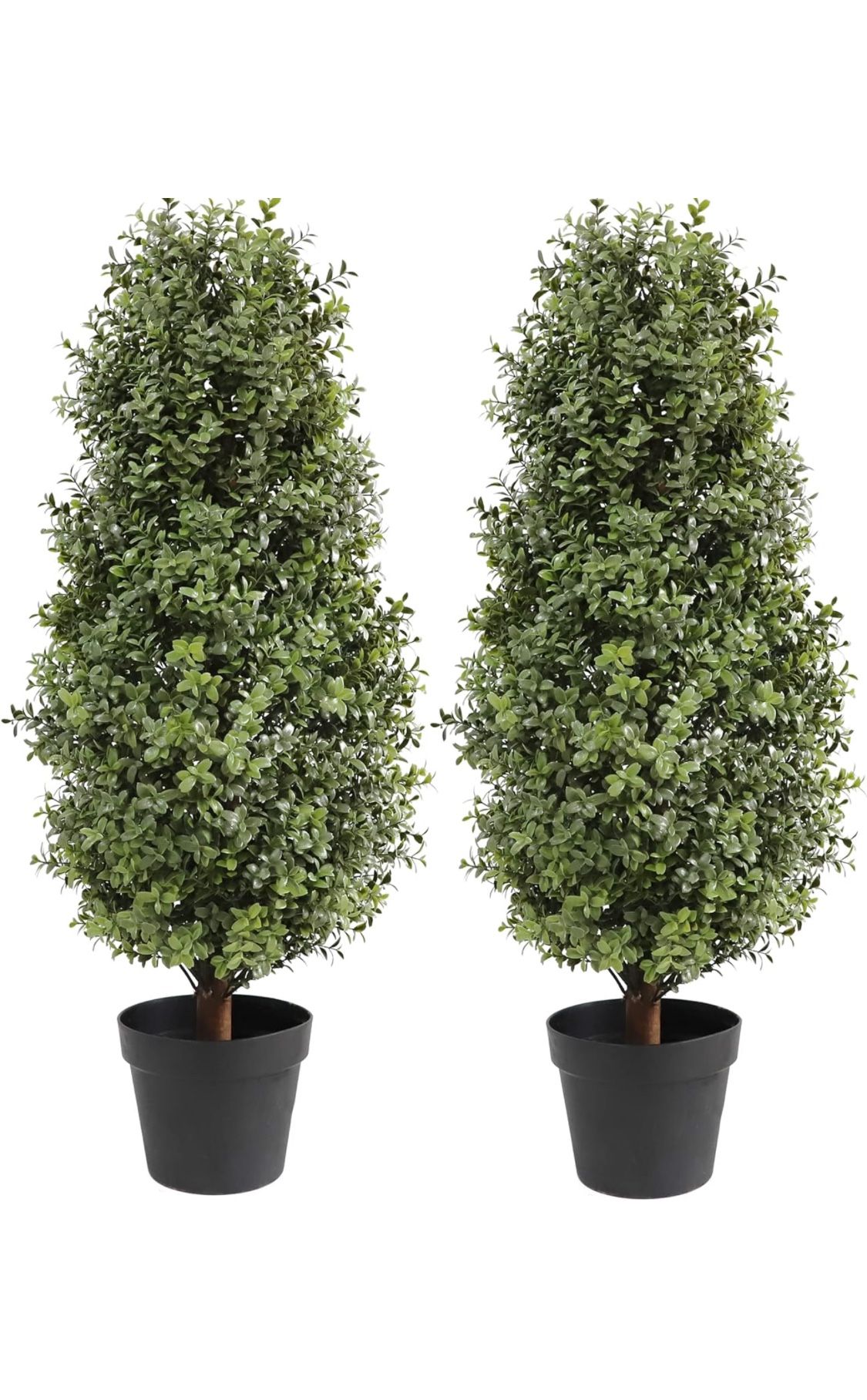 momoplant 3FT-35Inch Artificial Plants Tree Shaped Boxwood Topiary Cone Topiaries