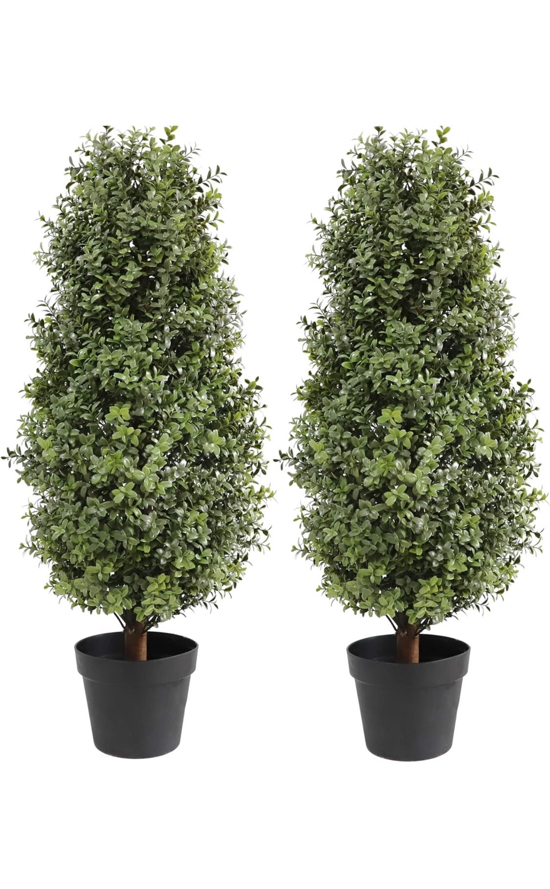 momoplant 3FT-35Inch Artificial Plants Tree Shaped Boxwood Topiary Cone Topiaries 