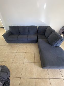 Dark Grey/ blue Sectional Right-L Shaped Couch