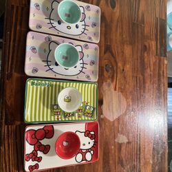 Sushi Plate And Bowl And Matching Chop Sticks 