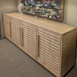 New Four-Door Sideboard Console Table Or TV Stand in Hand-Stained Natural Finish.