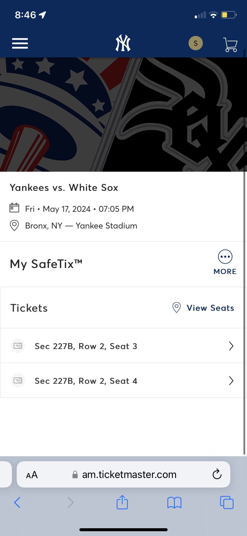 2 Yankee Tickets May 17