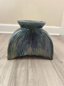 Coastal Teal Drip Glaze Ceramic Vase / Decor Piece