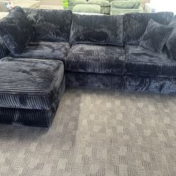 Black Modular Comfy Deep Sectional 