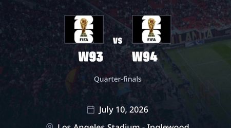 Quarterfinals Section 103 Row 3 two tickets