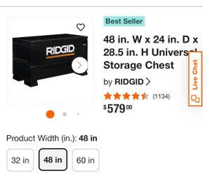 RIDGID Toolbox 48in. W x 24in. D x 28.5in H