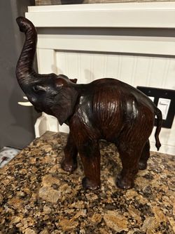 15” Wrapped Leather Elephant - Like New
