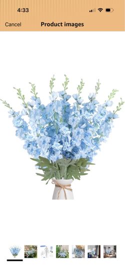 Branches Delphinium Artificial Flowers Blue Silk Flowers Bulk for Vase 22.8” Tall Faux Larkspur Flowers for Wedding Party Table Centerpieces Garden Ou