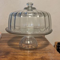 Vintage Glass Domed Cake Plate