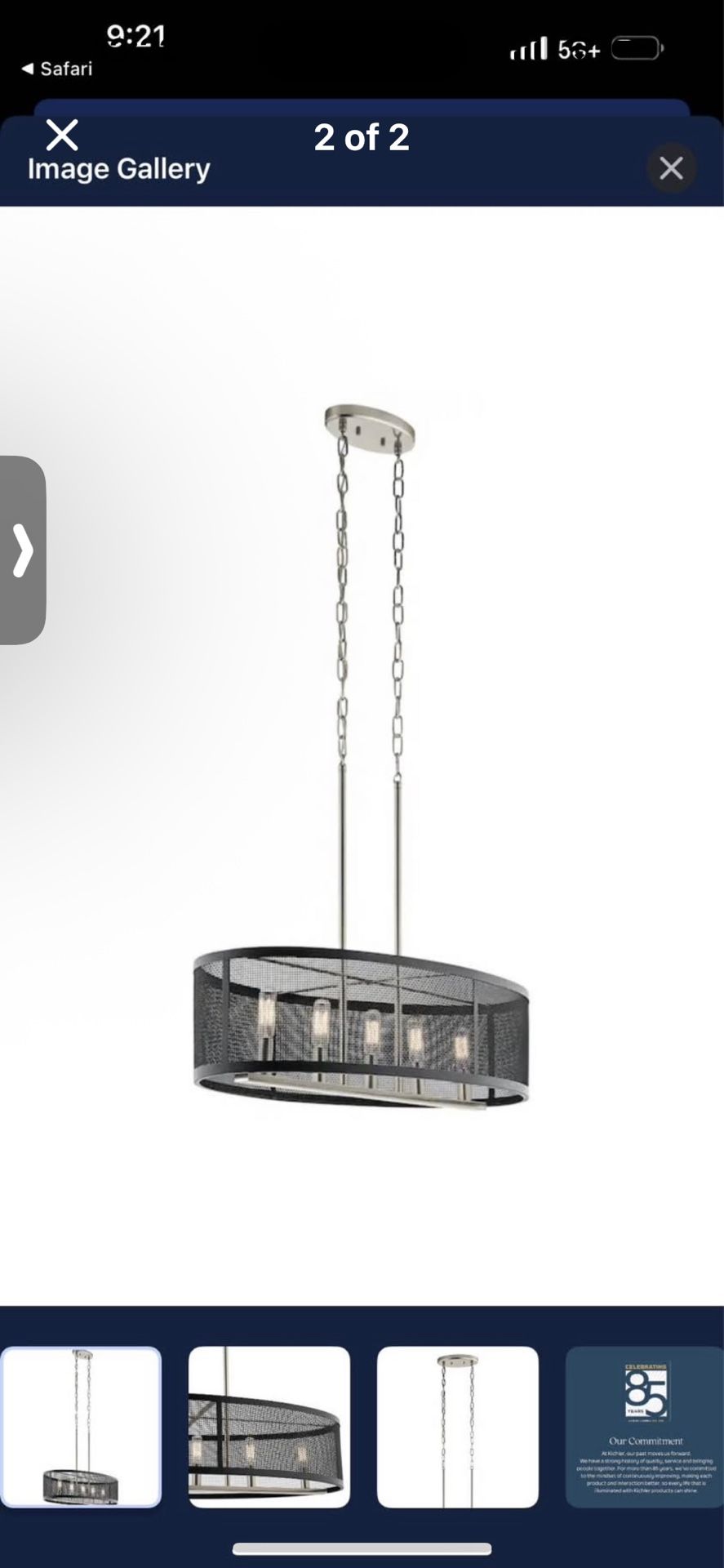 BNIB Kichler Edmund 5-Light Satin Black & Brushed Nickel Pendant Light 0864929