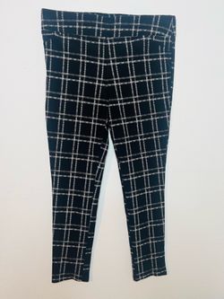 Stretchy Versona Women's XL Regular Dress Pants Black & White Plaid Pattern