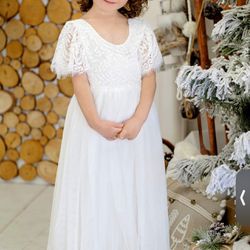 New White Flower Girl Dress