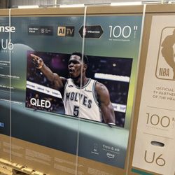 HISENSE 100” MINI LED QLED SMART GOOGLE TV! 4K UHD  NEW IN BOX . PRICE FIRM! DELIVERY AVAILABLE!
