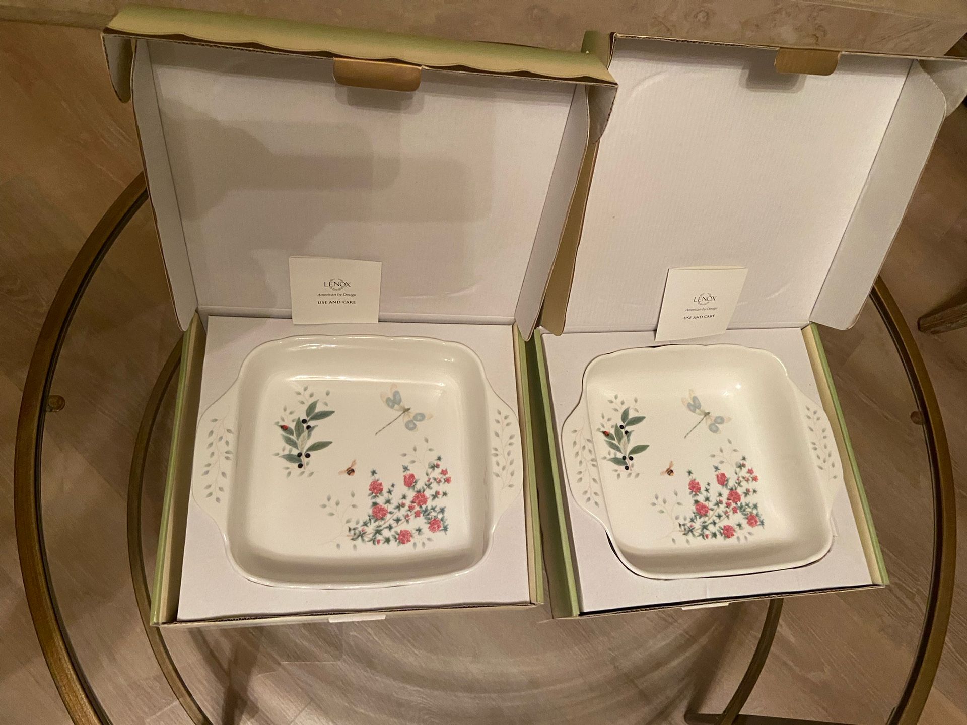 Two Lenox Butterfly Meadow Herbs Square Baker Baking Dish 