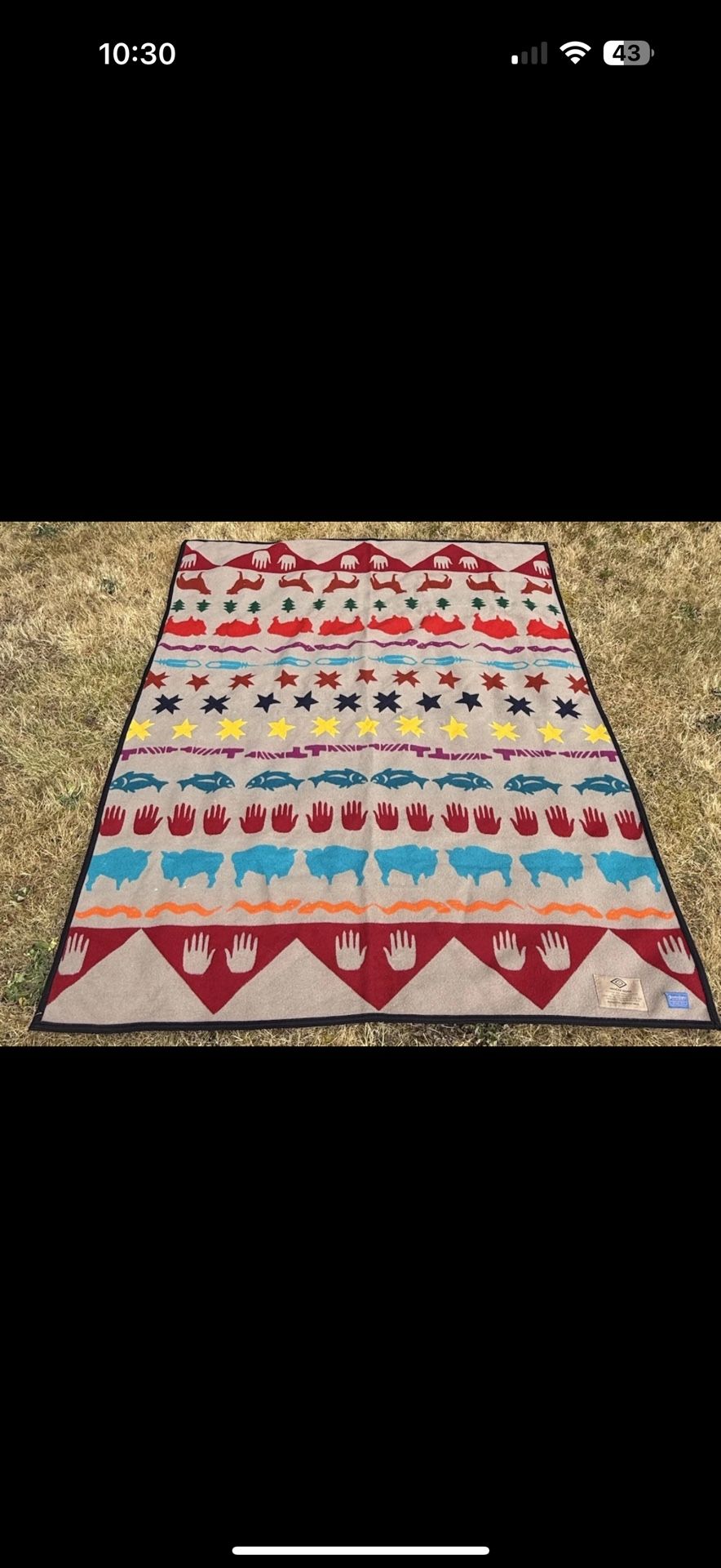 Vintage Beaver State Pendleton Medicine Keeper 77x62 Wool Blanket Cover