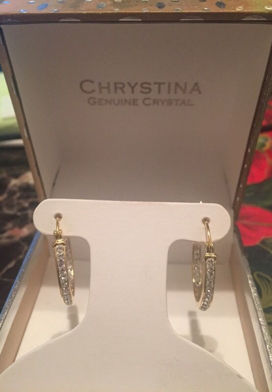 Chrystina genuine crystal hoop earrings