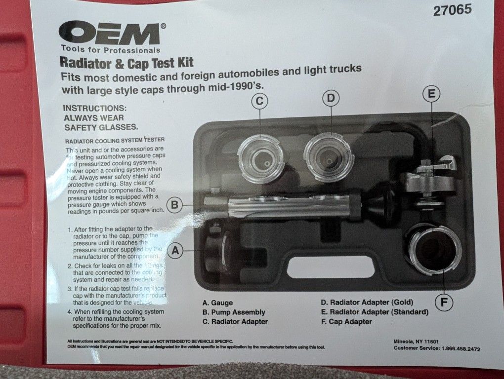 OEM Radiator Cap Tester