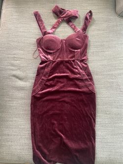 Burgundy / Pink Velvet Dress Size Small