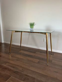 Gold Glass Rectangular Dining Table