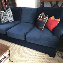 Pottery Barn Velvet Blue Couch  