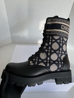 Dior Oblique Jacquard Leather Combat Boots EU 43