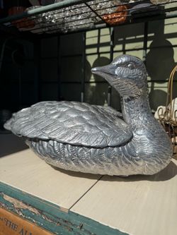 Vintage 1978 Arthur Court Cast Aluminum Duck / Goose Tureen with Original Ladle