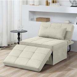 Sofa Bed, 4 in 1 Multi-Function Folding Ottoman Breathable Linen Couch Bed with Adjustable Backrest Modern Convertible Chair for Living Room Apartment