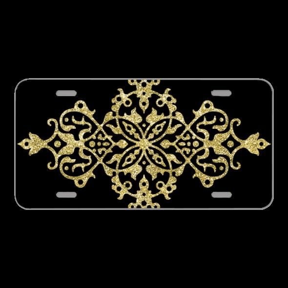 License Plate Novelty Car Front Gold Authentic Silvery Pattern Gold