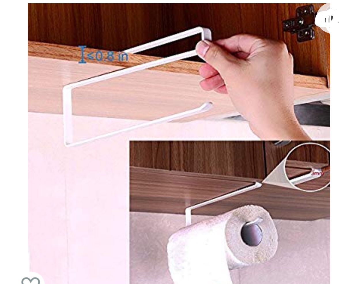 Paper Towel Holder Dispenser Under Cabinet Paper Roll Holder Rack Without Drilling for Kitchen Bathroom