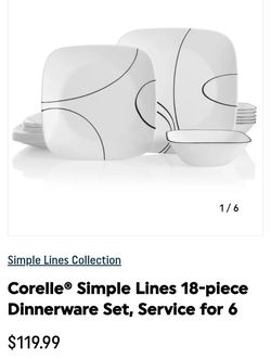CORELLE, Simple Line 18 Piece Dinnerware