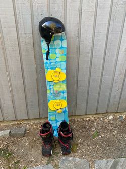 Youth snowboard, boots & helmet