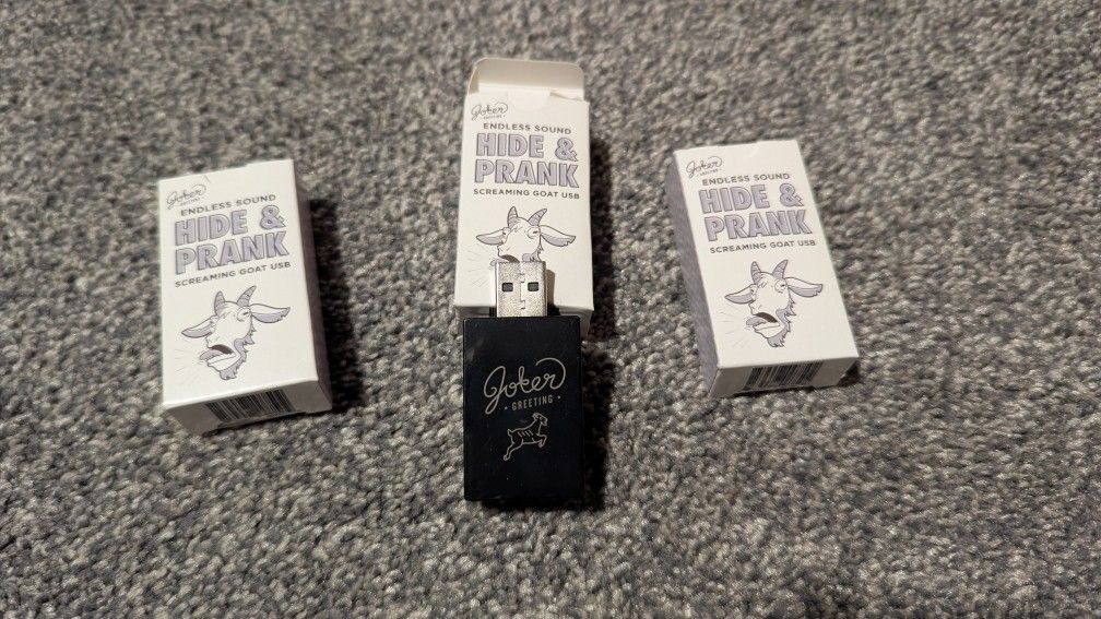 USB Goat Scream Prank Just plug into any USB-A powered outlet and it will scream randomly between 3-8 minutes or every 60 minutes $10 Each