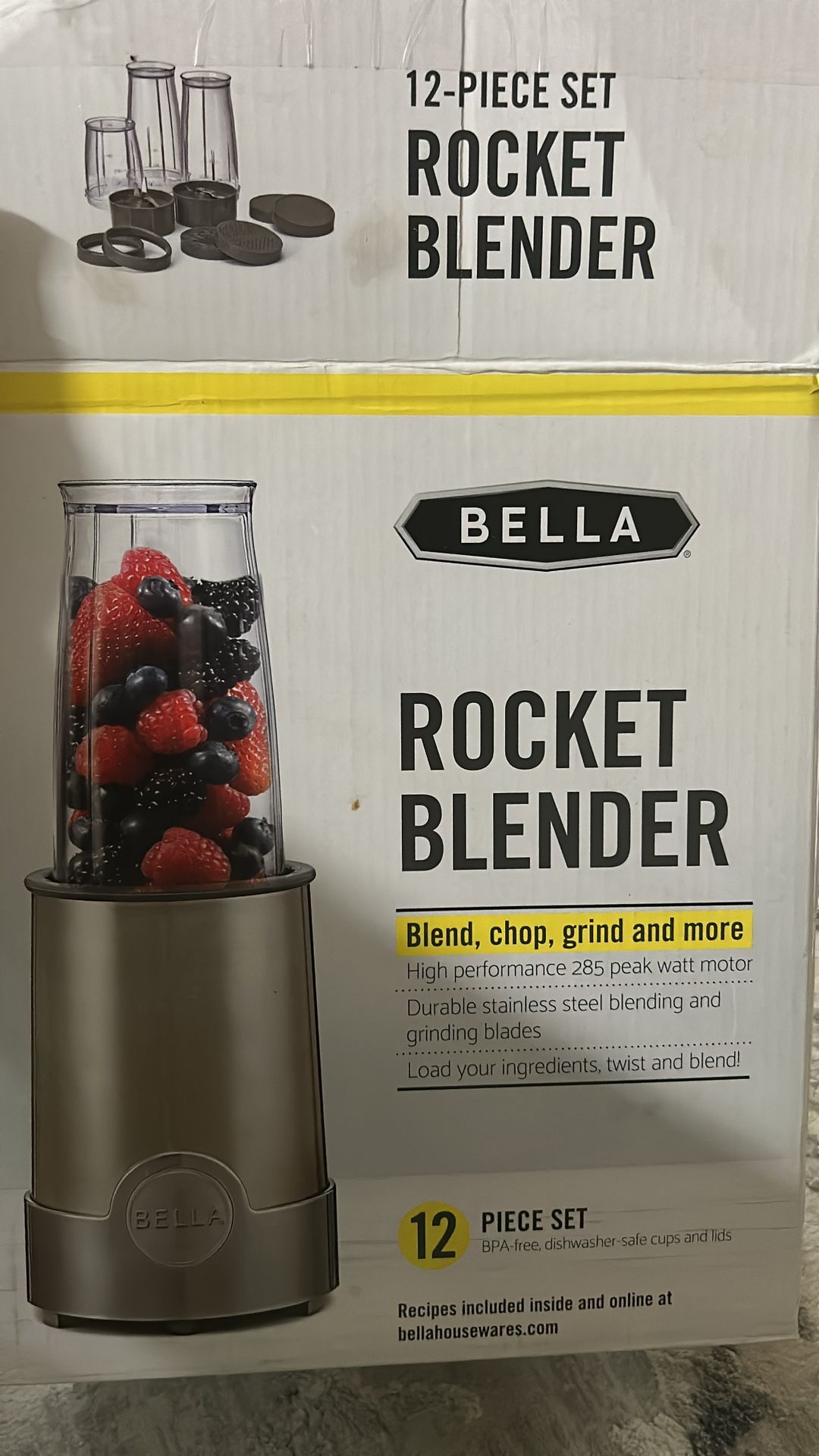 Bella Rocket Blender – 12-Piece Set (Brand New in Box!)