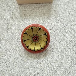 Valentine’s Day! Vintage Russian Wood Hand-Painted Brooch. Khokhloma Style Red Lacquer Pin. Soviet Era Folk Art Jewelry. New. Still in original gift b