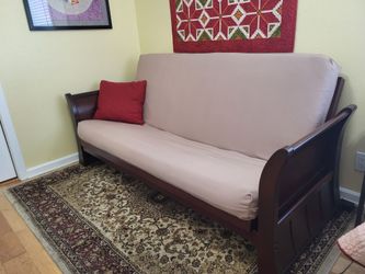 Sleigh bed futon walnut wood full