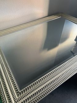 Rectangular Motif Mirror - Champagne Color And Cream 