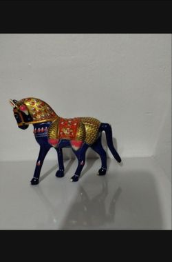 CLOISONNE - METAL HORSE FIGURINE 6"×5" - Q4