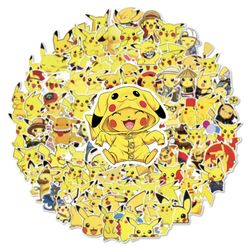 100 Pcs Pikachu Pokemon Stickers Lot Bundle
